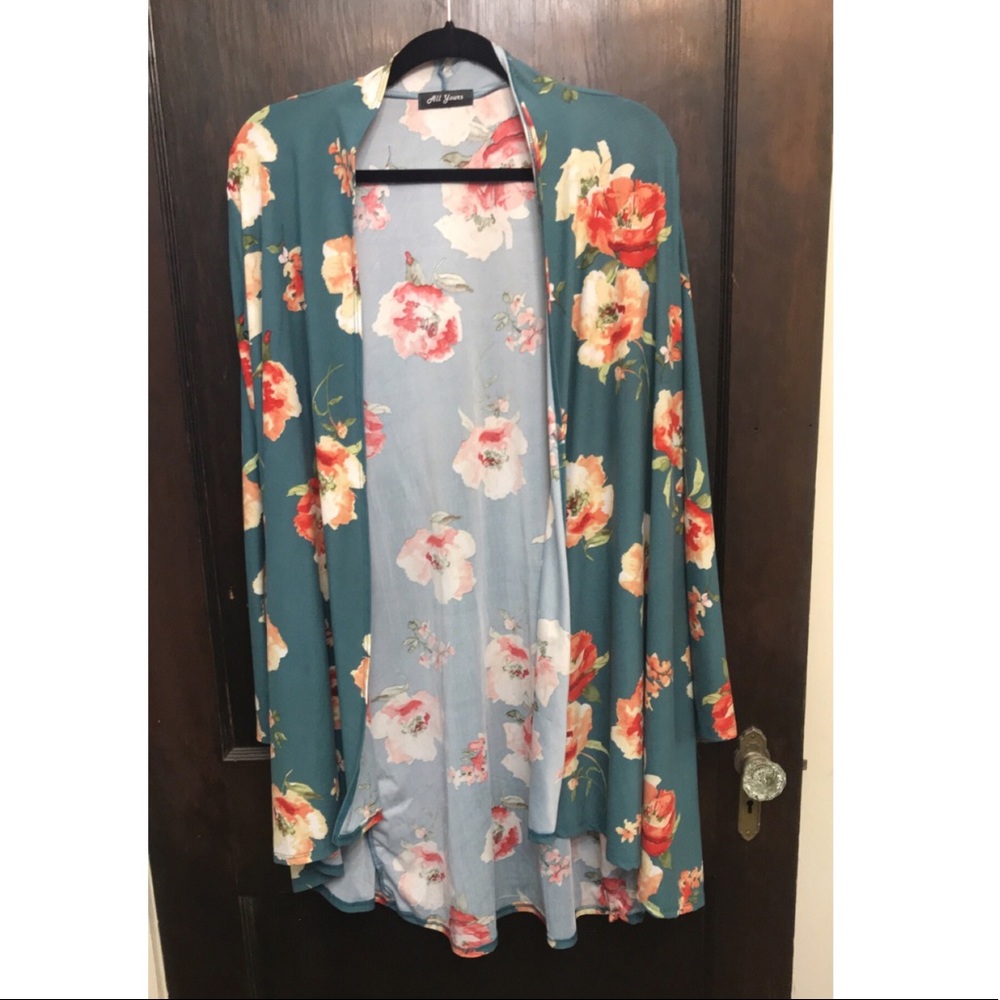 Lightweight floral cardigan hi/lo
